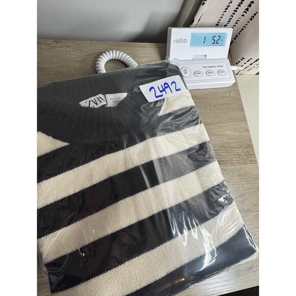 Zara Black White Breton Striped Sweater Women’s S Crewneck Paris Oversized Knit - Picture 10 of 10